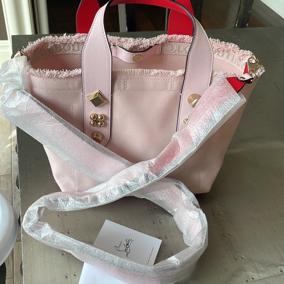 Christian Louboutin frangibus tote poupee pale pink graffiti shopper crossbody - Picture 9 of 12